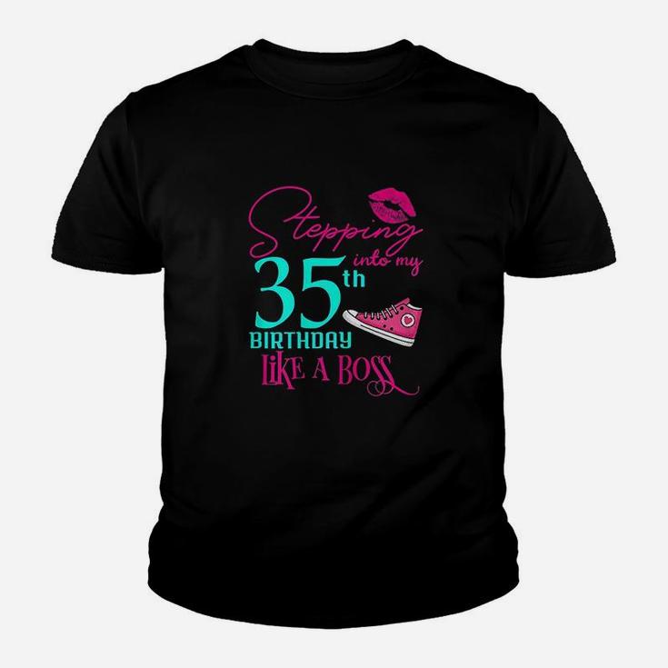 35Th Birthday Like A Boss Funny Step Pink Youth T-shirt