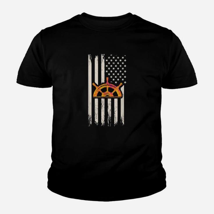4Th Of July American Flag Patriotic Boating For Boaters Youth T-shirt