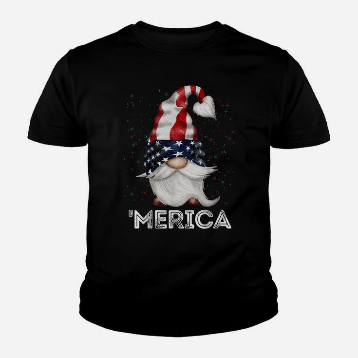 4Th Of July Patriotic Gnome American Flag Colored Gnome Youth T-shirt