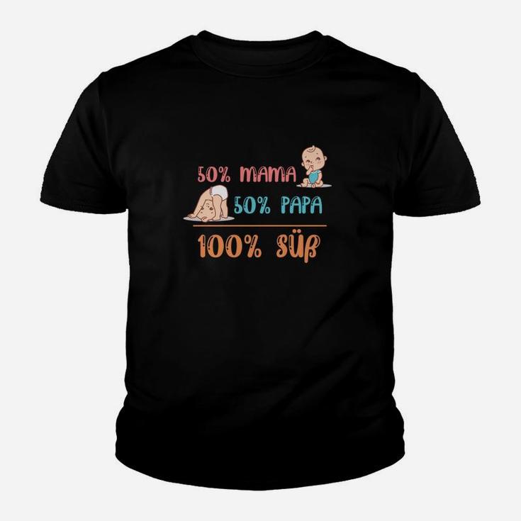 50% Mama 50% Papa 100% Süß Kinder Tshirt, Lustiges Familien-Outfit in Schwarz