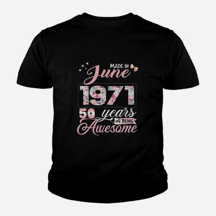 50Th Birthday Floral Gift For Born In June Youth T-shirt