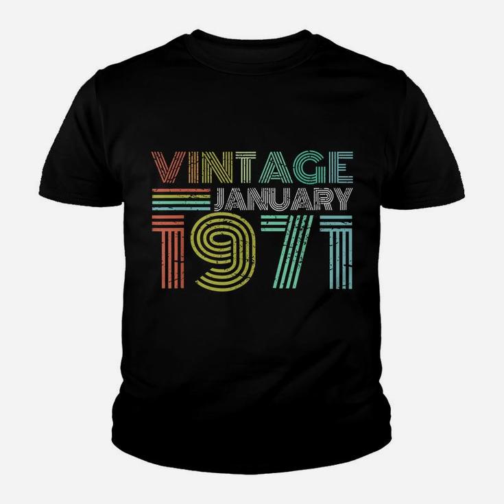 50Th Birthday Gift Vintage January 1971 50 Years Old Youth T-shirt