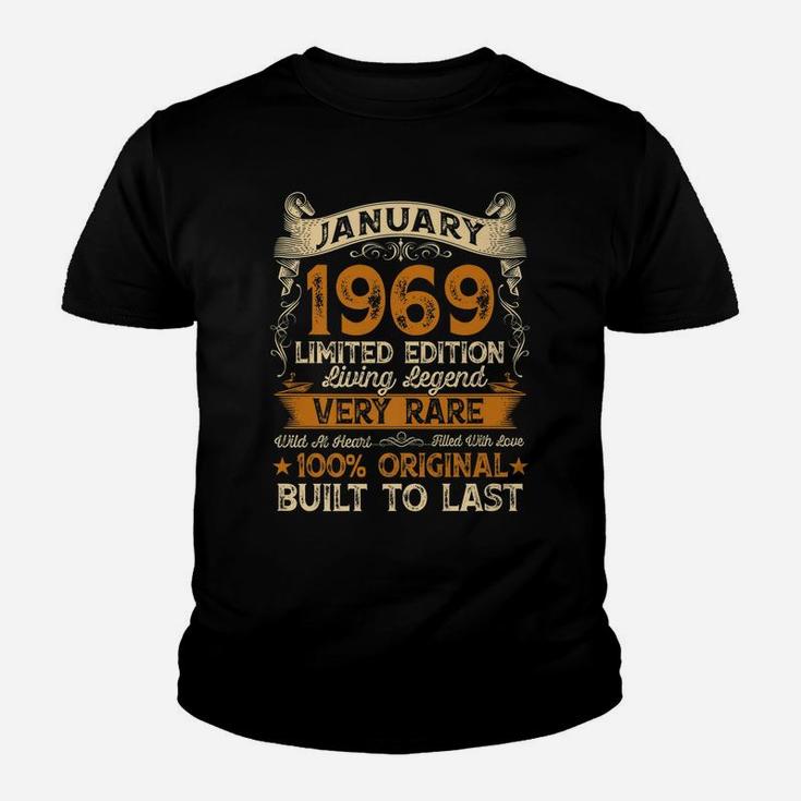 52Nd Birthday Gift 52 Years Old Retro Vintage January 1969 Youth T-shirt
