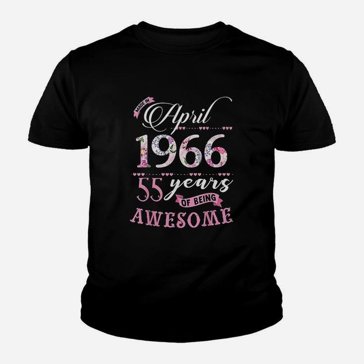 55Th Birthday Floral Born In April 1966 Youth T-shirt
