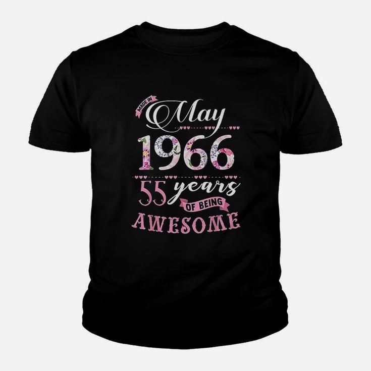 55Th Birthday Floral Born In May 1966 Youth T-shirt