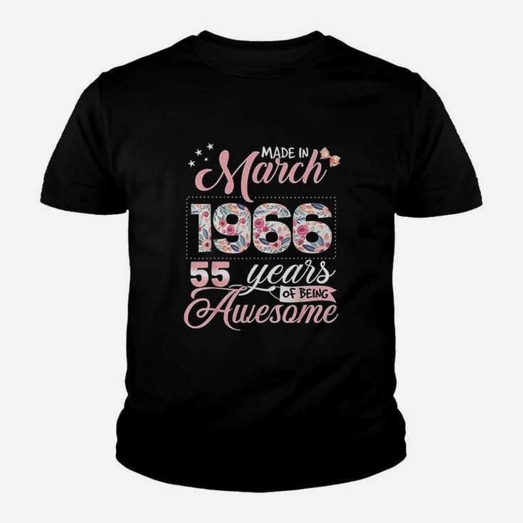 55Th Birthday Floral Gift Born In March 1966 Youth T-shirt