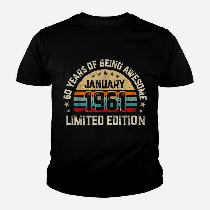 60 Years Old, Vintage 60Th Birthday, Made In January 1961 Youth T-shirt