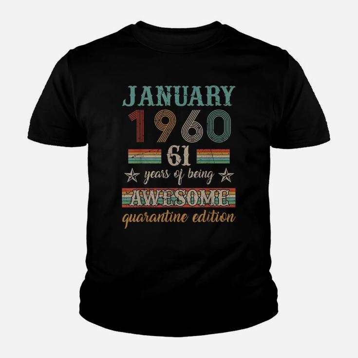 61St Birthday Gift 61 Years Old Retro Vintage January 1960 Youth T-shirt
