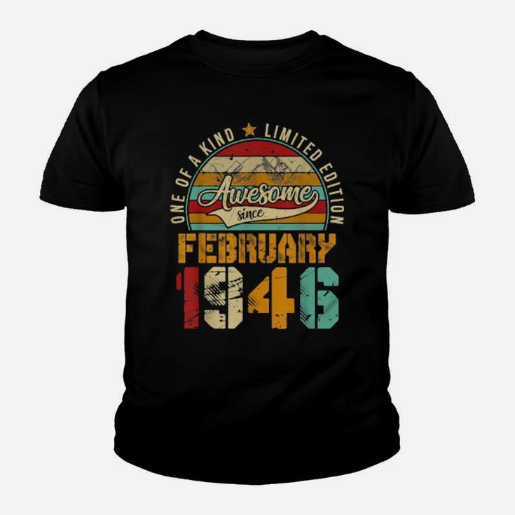 75Th Birthday Distressed February 1946 75 Years Old Youth T-shirt