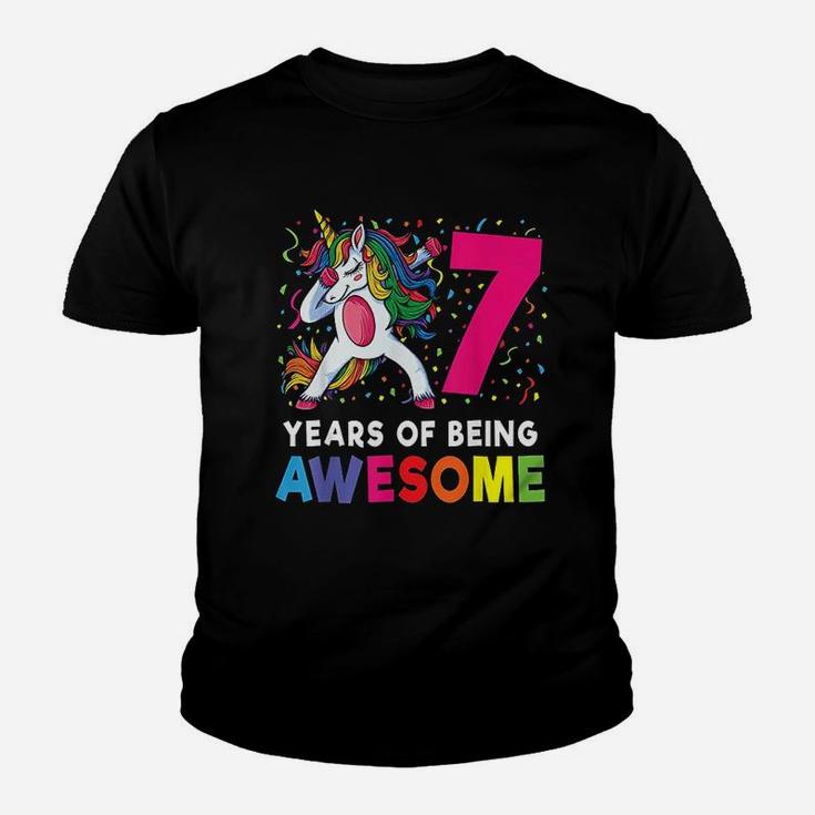 7Th Birthday Dabbing Unicorn Youth T-shirt