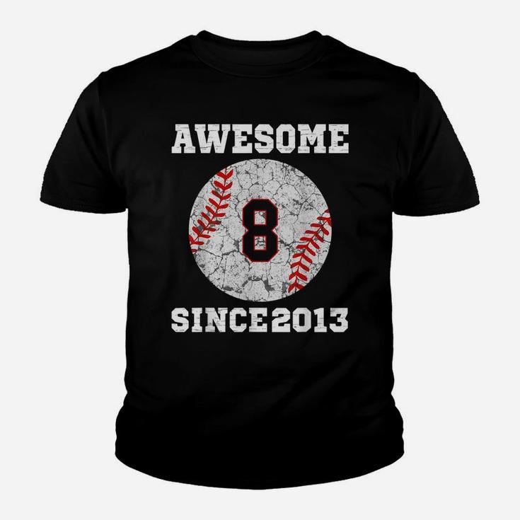 8Th Birthday Baseball Lover Gift 8 Years Old Vintage Retro Youth T-shirt