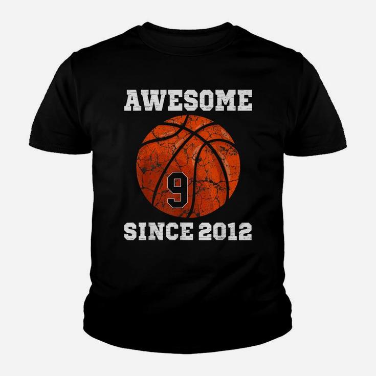9Th Birthday Basketball Lover Gift 9 Years Old Vintage Retro Youth T-shirt