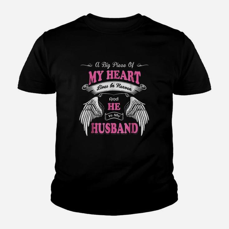 A Big Piece Of My Heart Lives In Heaven He Is My Husband Youth T-shirt