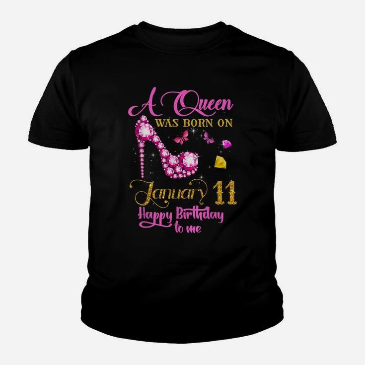 A Queen Was Born On January 11, 11Th January Birthday Gift Youth T-shirt