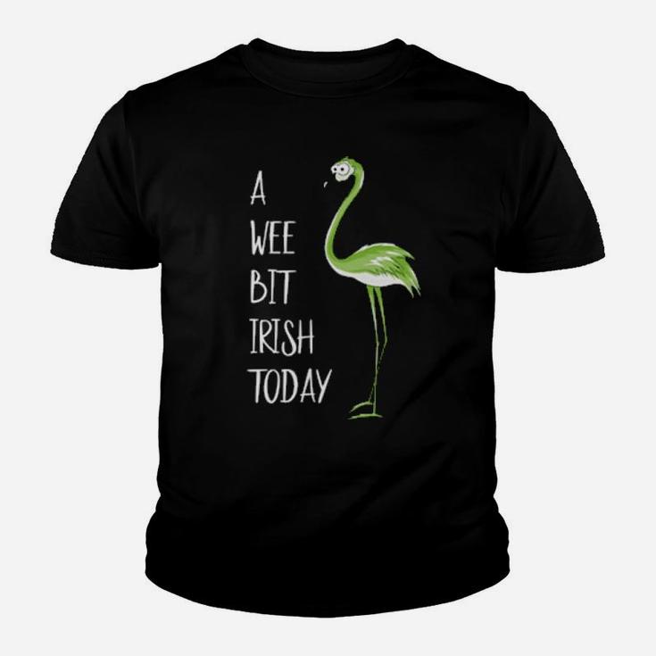 A Wee Bit Irish Today Green Flamingo St Pattys Day Youth T-shirt