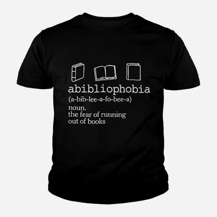 Abibliophobia Definition Women Funny Book Lover Youth T-shirt