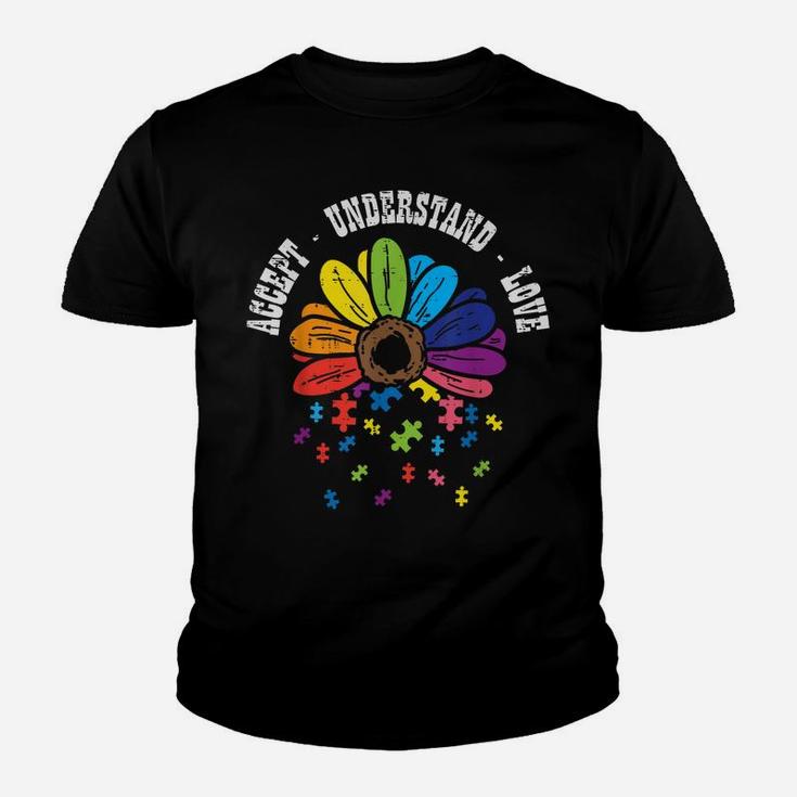 Accept Understand Love Flower Puzzle Autism Awareness Mom Youth T-shirt