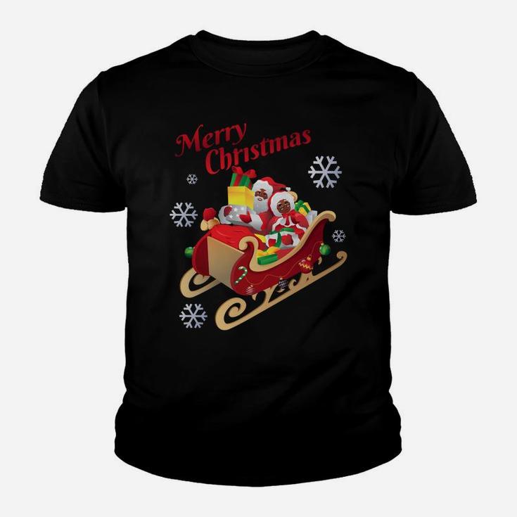 African American Santa Claus & Mrs Claus Merry Christmas Sweatshirt Youth T-shirt