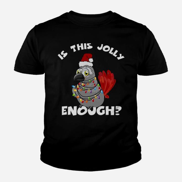 African Grey Parrot Jolly Santa With Lights Youth T-shirt