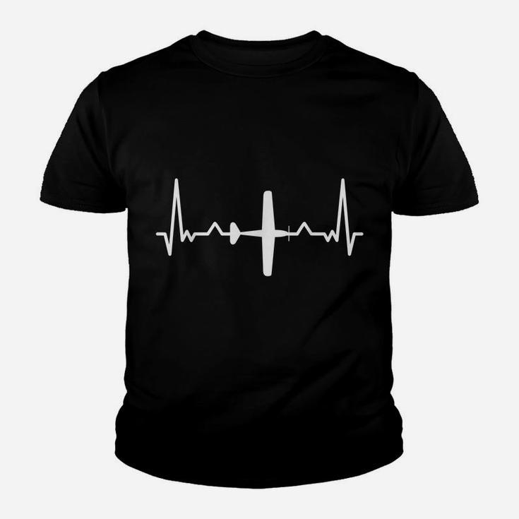 Airplane Pilot Heartbeat Graphic Youth T-shirt