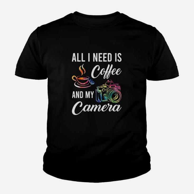 All I Need Is Coffee And My Camera Youth T-shirt