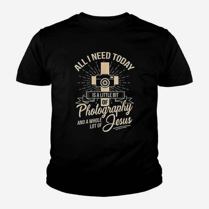 All I Need Is Photography And Jesus Camera Photographer Youth T-shirt