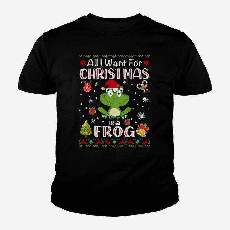 All I Want Is A Frog For Christmas Ugly Xmas Pajamas Sweatshirt Youth T-shirt
