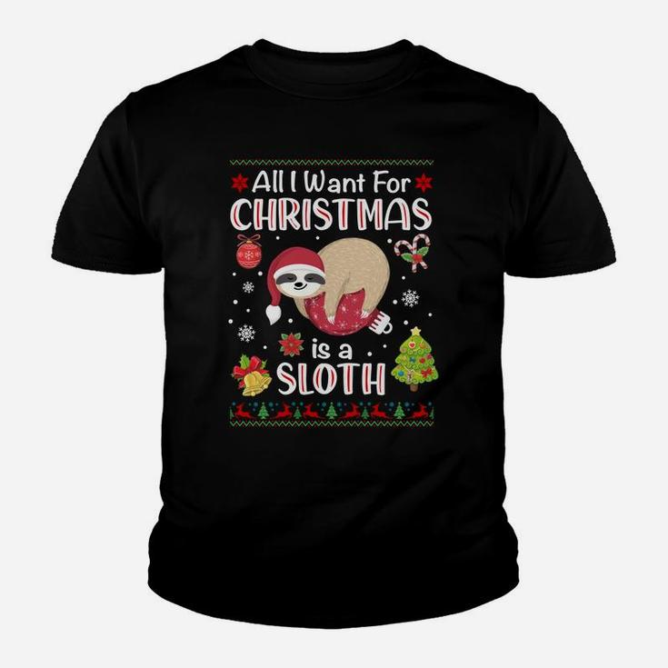 All I Want Is A Sloth For Christmas Ugly Xmas Pajamas Sweatshirt Youth T-shirt