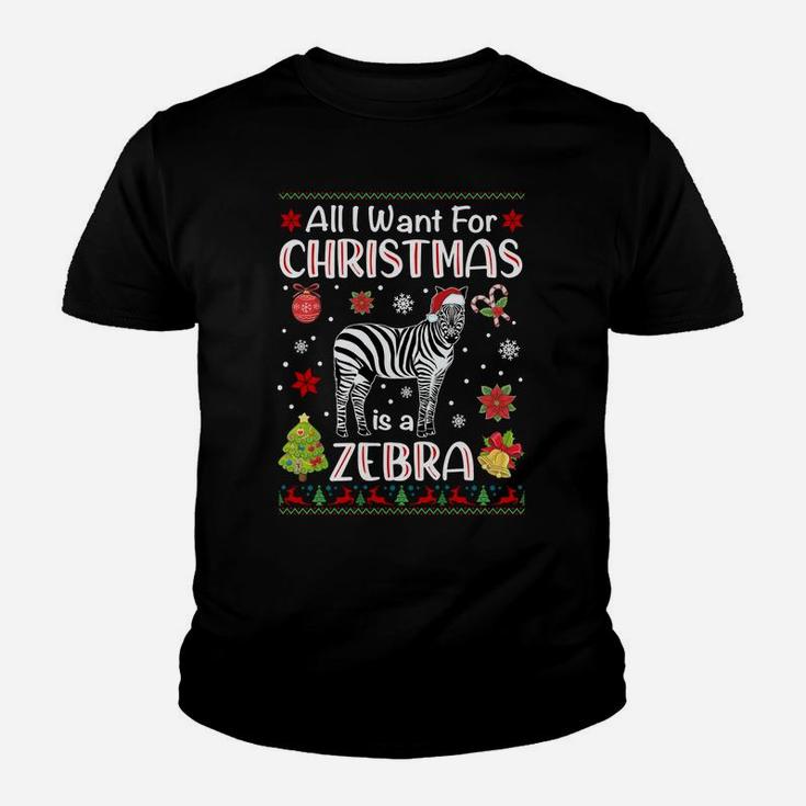 All I Want Is A Zebra For Christmas Ugly Xmas Pajamas Sweatshirt Youth T-shirt