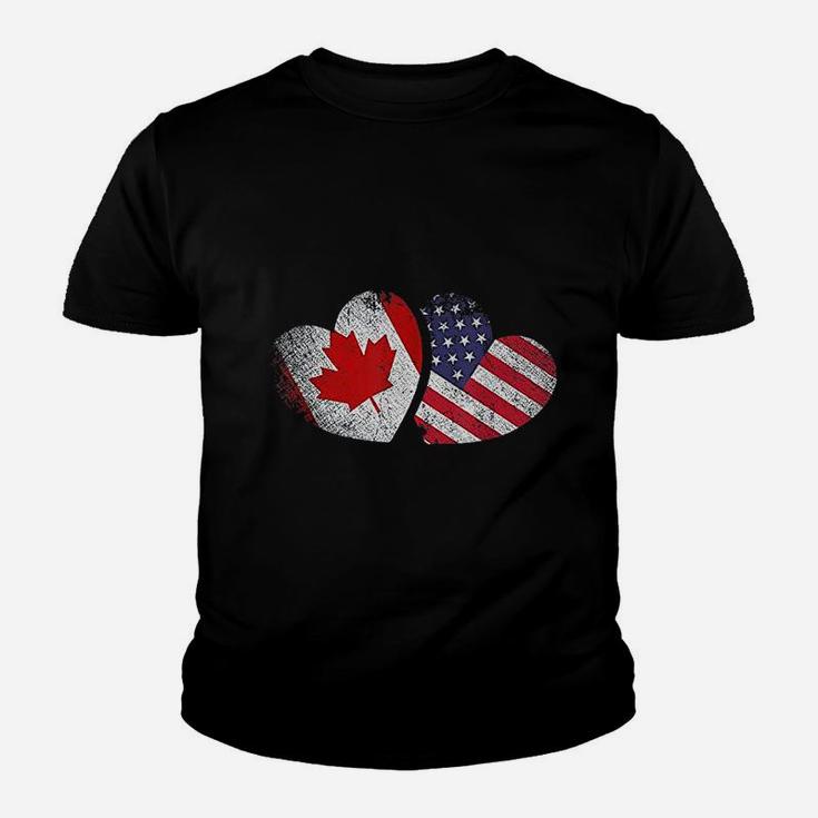 American Canadian Heart Valentines Day Youth T-shirt