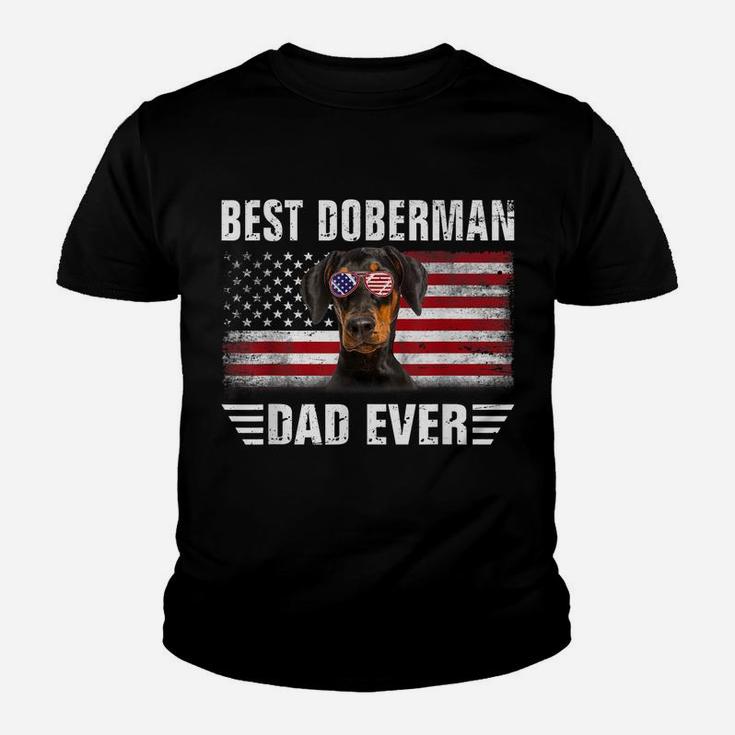 American Flag Best Doberman Dad Ever Tee Dog Dad Youth T-shirt