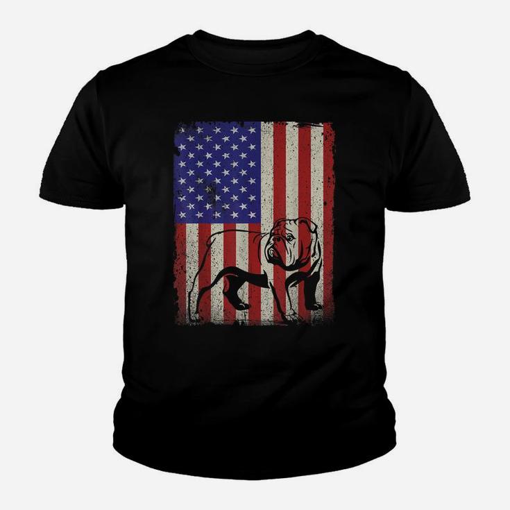 American Flag Best English Bulldog Dad Ever Tee Dog Dad Youth T-shirt