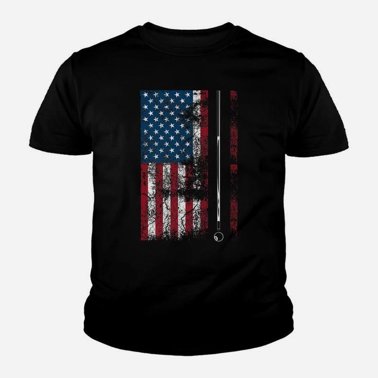 American Flag Billiard Stick Cute Table Game Funny Usa Gift Youth T-shirt