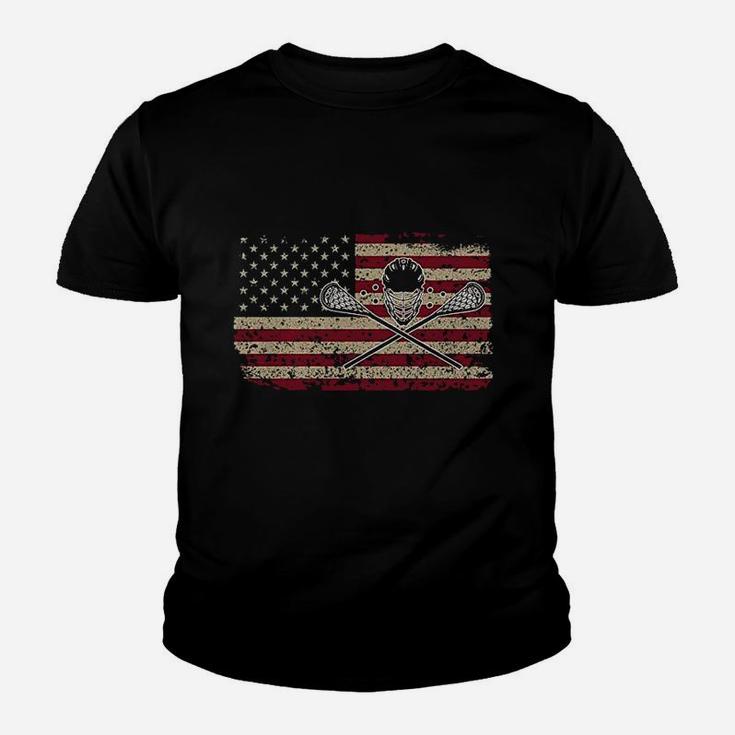 American Flag Lacrosse Gift Usa Lax Player Youth T-shirt