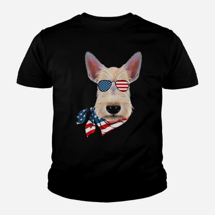 American Flag Scottie Patriotic 4Th Of July Youth T-shirt