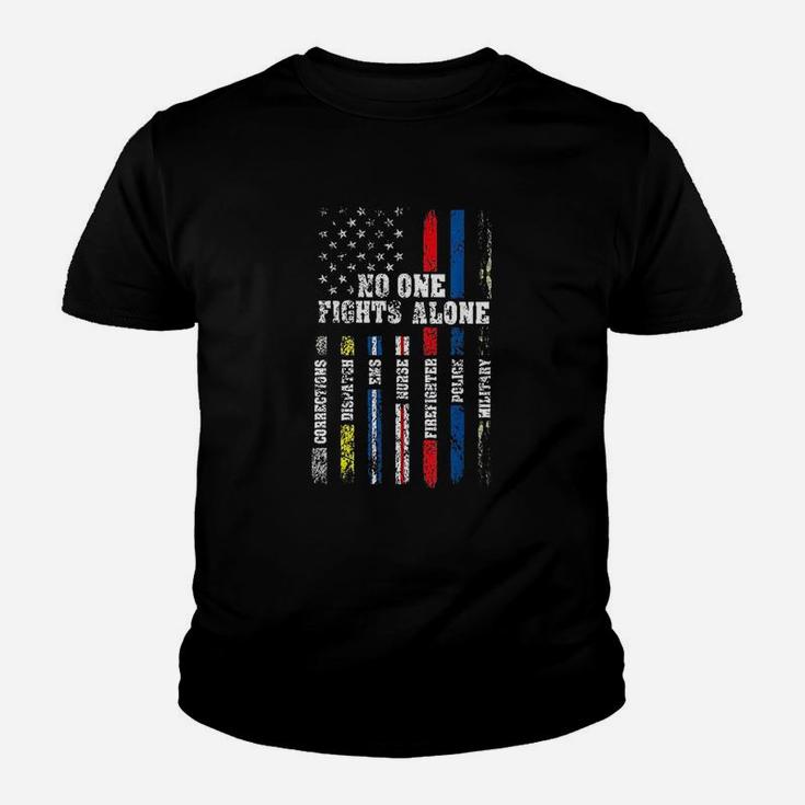American Flag Thin Line Police Fire Military Nurse Responder Youth T-shirt