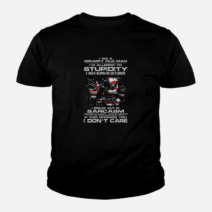 American I Am Grumpy Old Man Allergic Stupidity I Born In October Youth T-shirt