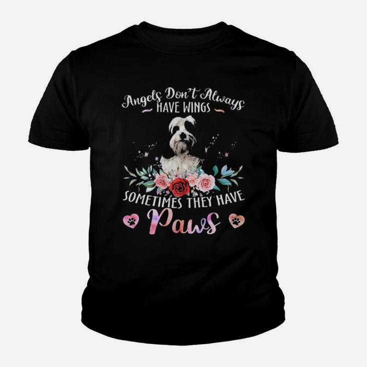 Angels Dont Always Have Wings Sometimes They Have Paws Tibetan Terrier Youth T-shirt