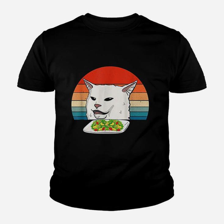 Angry Women Yelling At Confused Cat At Dinner Table Meme Youth T-shirt