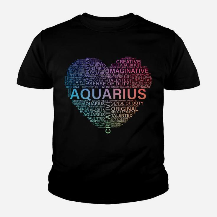 Aquarius Heart Birthday Astrology Zodiac Sign Women Men Youth T-shirt