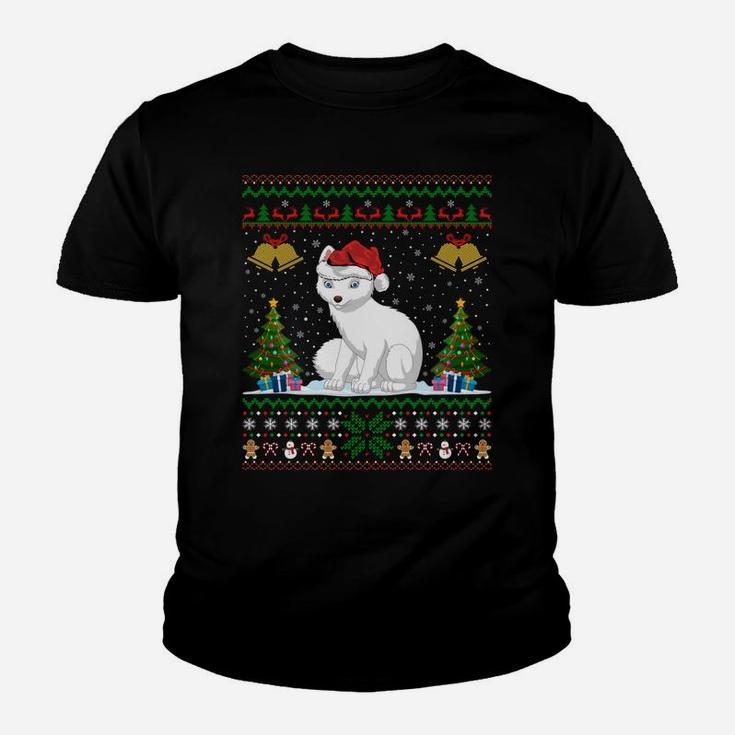 Arctic Fox Xmas Gift Santa Hat Ugly Arctic Fox Christmas Sweatshirt Youth T-shirt