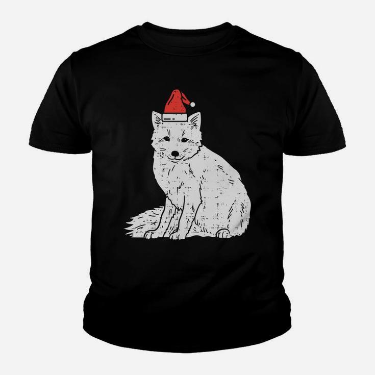 Arctic Snow Fox Santa Hat Christmas Xmas Animal Pajamas Gift Sweatshirt Youth T-shirt