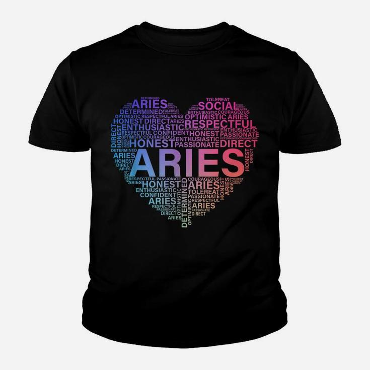 Aries Heart Birthday Astrology Zodiac Sign Women Men Youth T-shirt