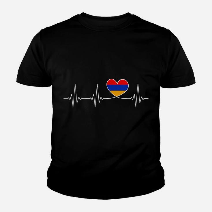 Armenia Love Heartbeat And Armenian Flag Heart Armenia Youth T-shirt