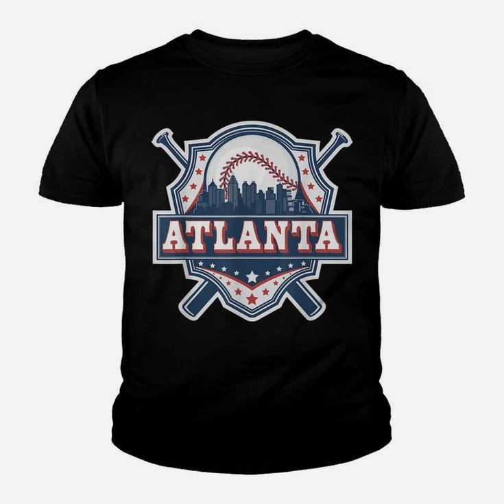 Atlanta Baseball Skyline Cityscape Classic Retro Baseball Youth T-shirt