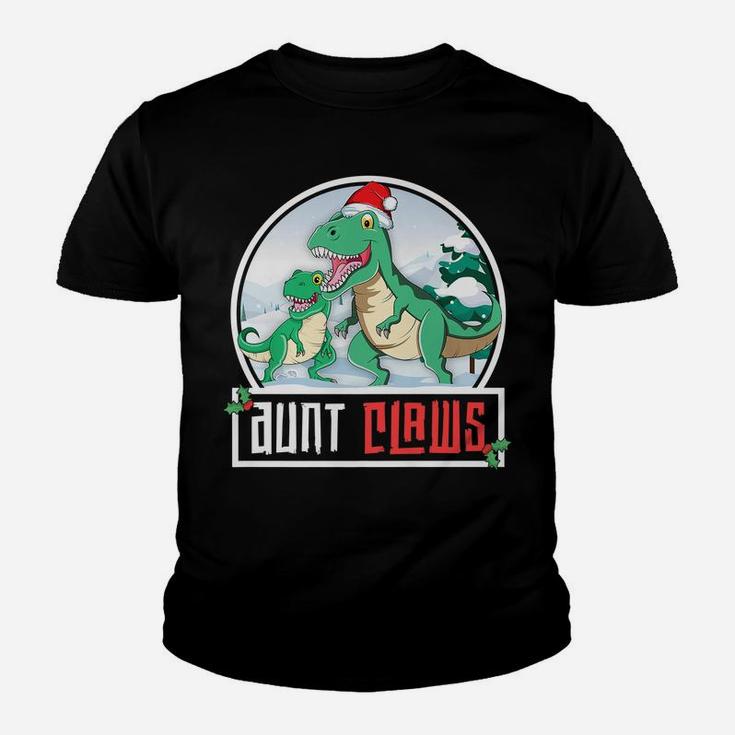 Aunt Claws Saurus T-Rex Dinosaur Matching Family Christmas Youth T-shirt