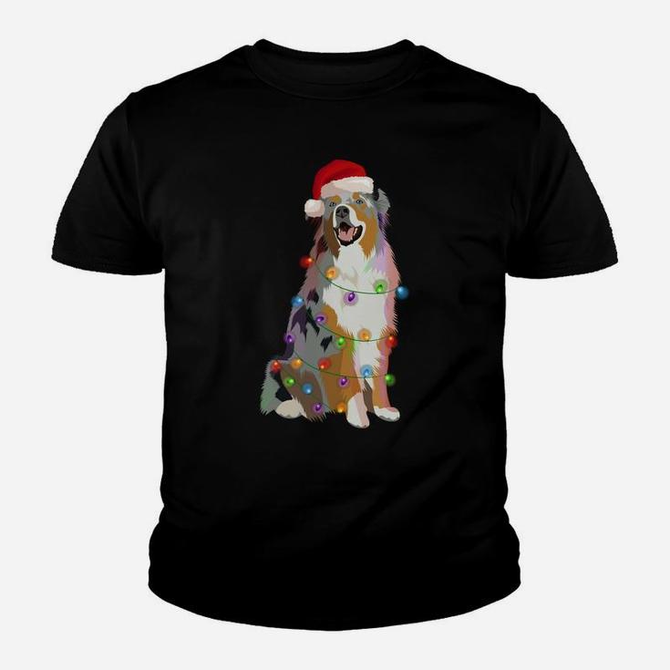 Australian Shepherd Aussi Christmas Lights Xmas Dog Lover Sweatshirt Youth T-shirt