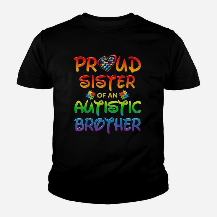 Autis Awareness Family Proud Sister Of Autistic Brother Youth T-shirt