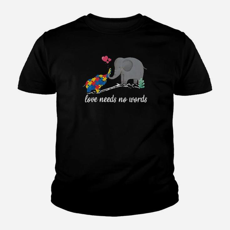 Autism Awareness Elephant Love Needs No Words Youth T-shirt