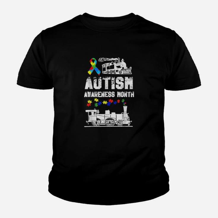 Autism Awareness Month Puzzles Train Youth T-shirt